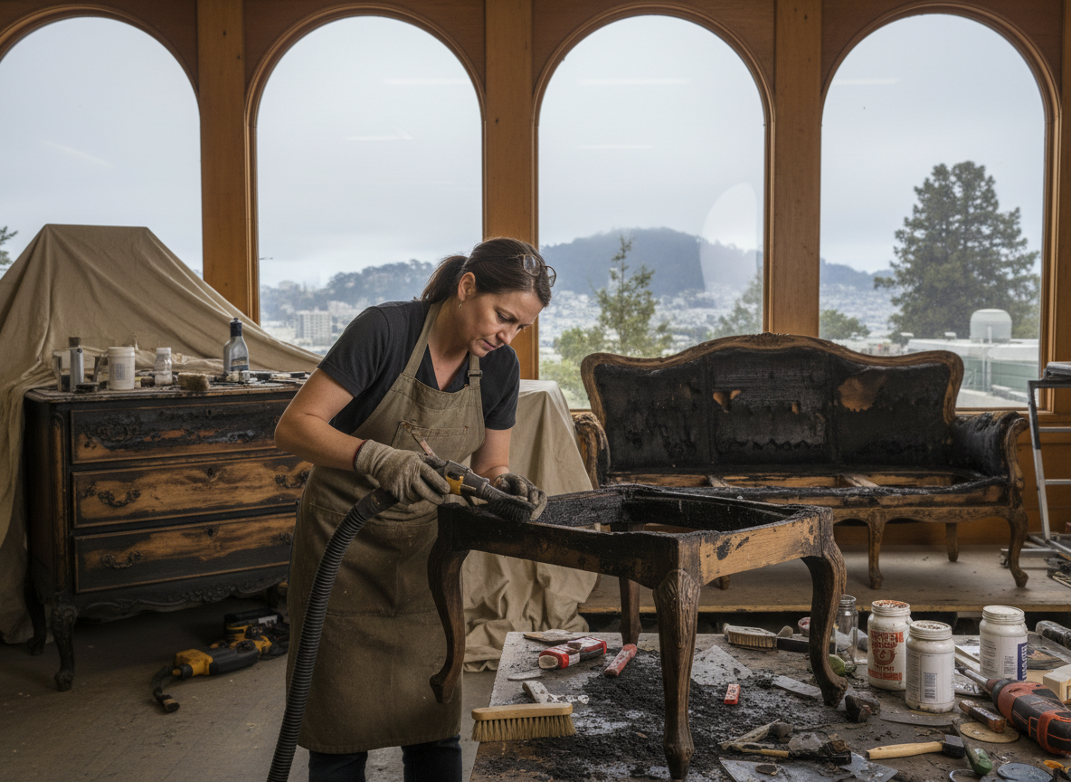 Fire-damaged Furniture Restoration in Twin Peaks, CA